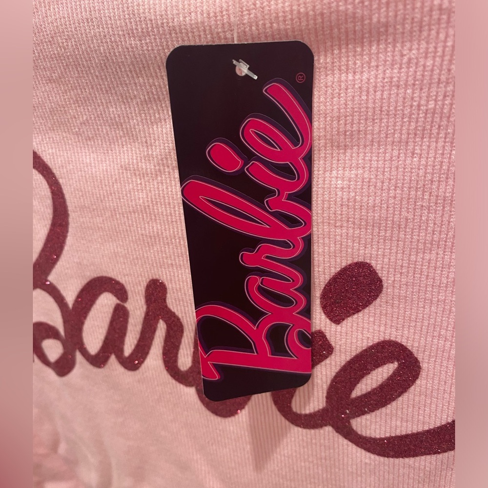 New NWT Barbie Pink Long Sleeve Crop Top Size M - Picture 2 of 5